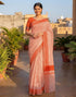 Vasthrlay Womens Printed Unstitched Off White Saree