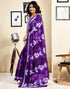 Vasthrlay Womens Printed Purple Saree With Unstitched Blouse Piece