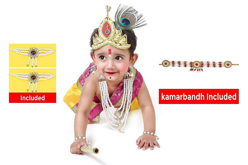 Raj Fancy Dresses Baby Krishna Yellow| Pink Dress for Janmashtami