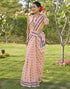 Vasthrlay Womens Printed Unstitched Peach Saree