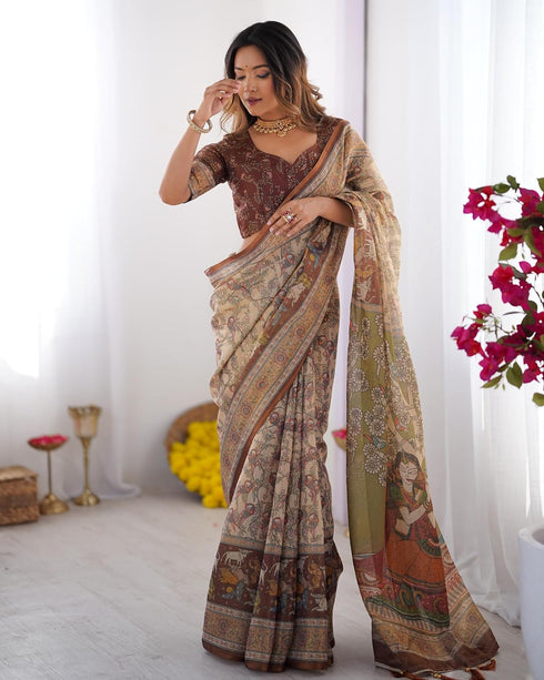 Vasthrlay Handloom Geometric Burgundy Saree