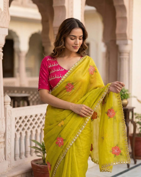 Vasthrlay Handcrafted Embroidered Contrast