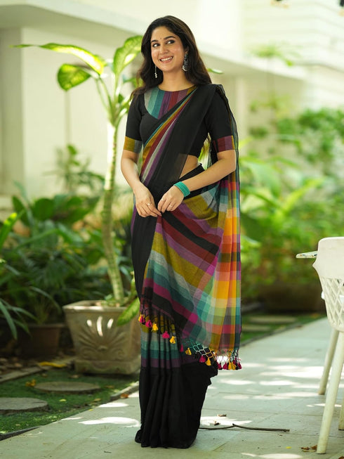 Vasthrlay Handloom Unstitched White Ethnic Wear