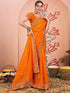 Vasthrlay Embroidery Bandhani Unstitched Rama Green Saree