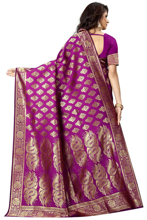 Vasthrlay Women's Purple Kanchipuram Saree