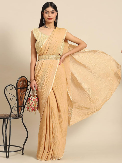 Vasthrlay Crushed Polycotton Unstitched Rust Ethnic Wear