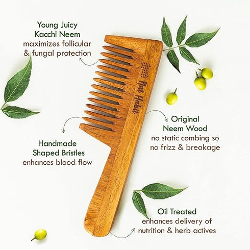 Nat Habit Wide Tooth Kacchi Neem Comb