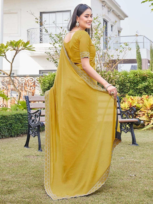 Vasthrlay Georgette Scalloped Purple Saree