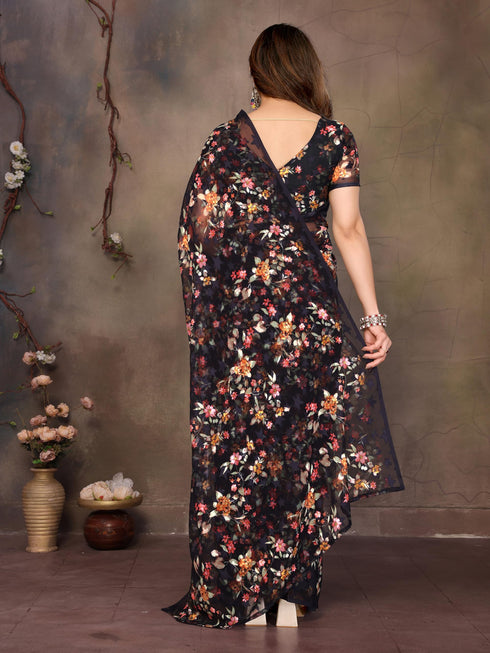 Vasthrlay Brown Unstitched Saree