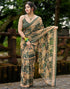 Vasthrlay Georgette Printed Unstitched Yellow Saree