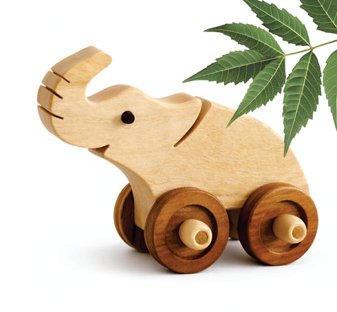 Wooden Elephant Pull-Along Toy for Toddlers