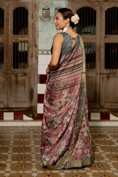 Vasthrlay Fashion Handloom Printed Dusty Ethnic Wear