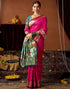 Vasthrlay Womens Paithani Magenta Saree With Green Unstitched Blouse Piece