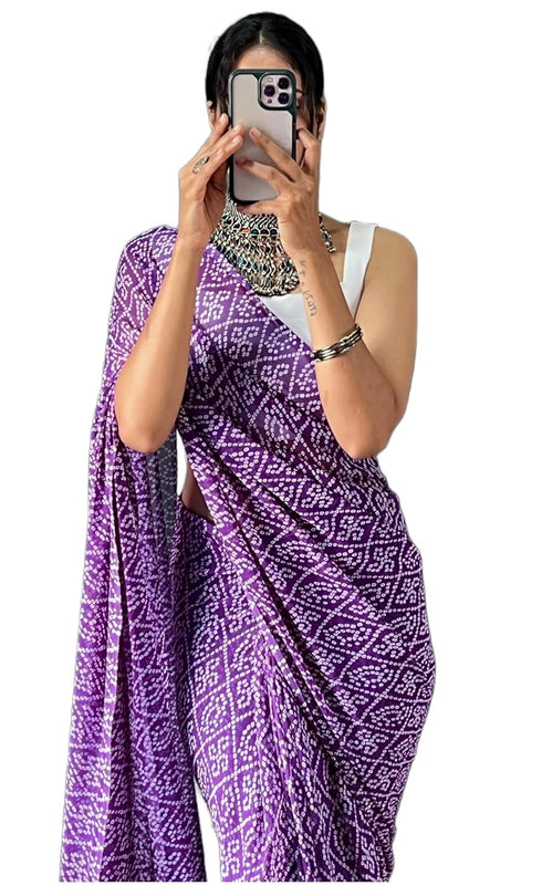 VasthrlayGeorgette Bandhani Unstitched Black Free Ethnic Wear