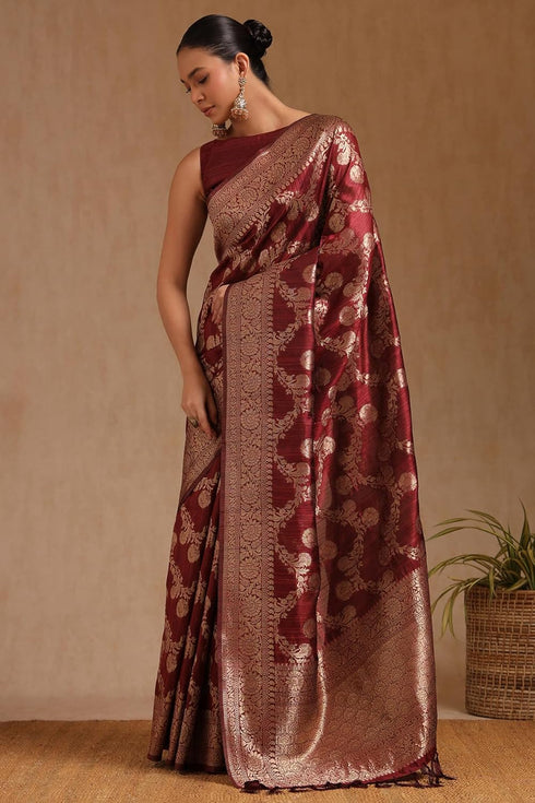 Vasthrlay Beige Tussar Floral