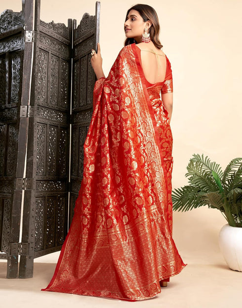 Vasthrlay Womens Jacquard Unstitched Wine Saree