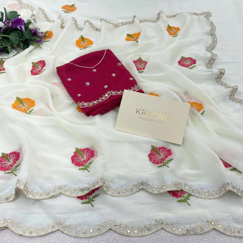 Vasthrlay Handcrafted Embroidered Contrast