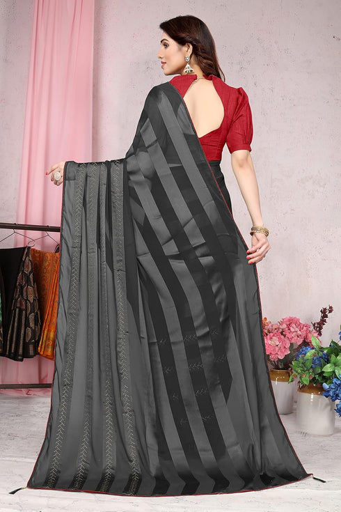 Vasthrlay Fashion Georgette Embellished Black Ethnic Wear