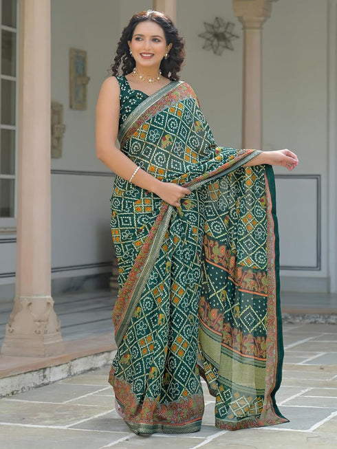 Samah Georgette Bandhani Pink Saree