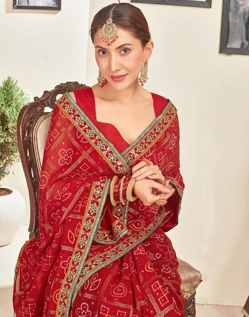 Vasthrlay Georgette Embroidery Unstitched Pink Saree