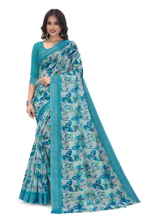 Vasthrlay Women's Cotton Kalamkari Wedding Saree With Blouse Piece