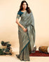 Vasthrlay Kanjivaram Banarasi Wedding Rama Blue Saree With Unstitched Blouse Piece