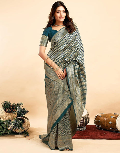 Vasthrlay Kanjivaram Banarasi Wedding Light Green Saree