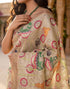 Vasthrlay Banglori Printed Beige | Multi Saree With Unstitched Blouse Piece