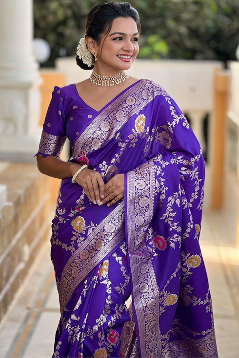 Vasthrlay Kanjivaram Blouse Purple Ethnic Wear