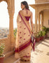Vasthrlay Womens Printed Unstitched Peach Saree