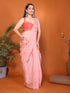 Vasthrlay Orange Digital Print Linen Ready To Wear Saree For Women