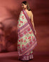 Vasthrlay Printed Jacquard Light Pista Green Saree With Unstitched Blouse Piece