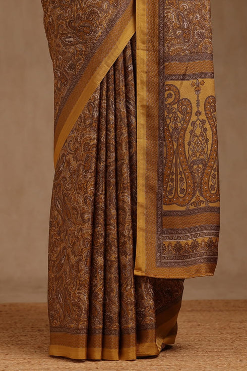 Vasthrlay Mustard Crepe Paisley