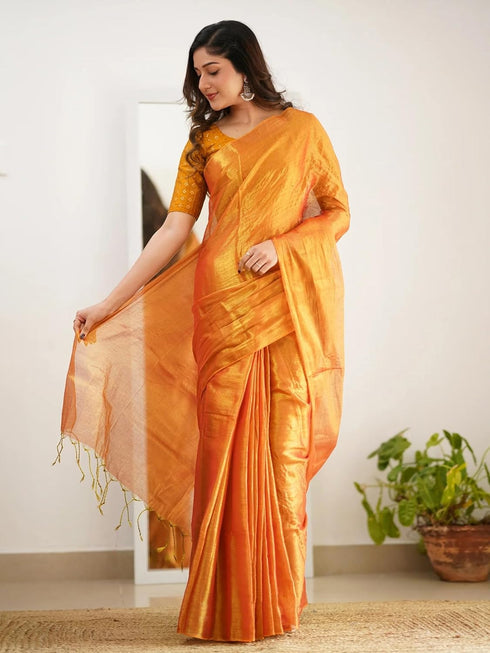 Vasthrlay Handloom Embroidery Unstitched Gold Ethnic Wear
