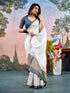 Vasthrlay Chanderi Printed Unstitched Off White Saree