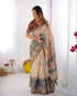 Vasthrlay Handloom Beige Blue Traditional Saree