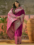 Vasthrlay Weaving Banarasi Purple | Golden Saree With Unstitched Blouse Piece