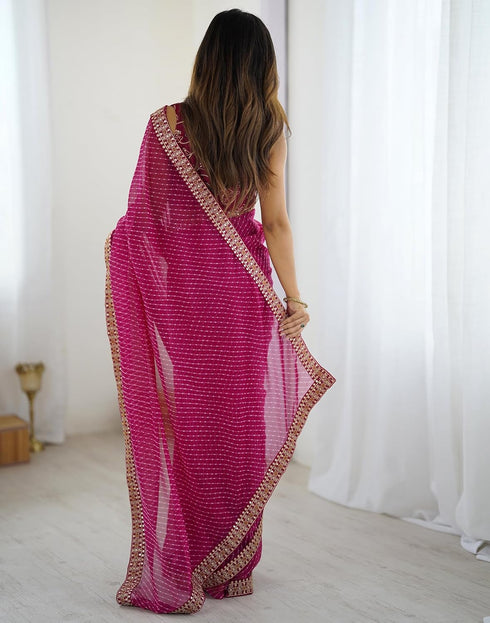 Vasthrlay Embroidery Georgette Unstitched Sky Blue Saree