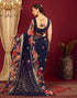 Vasthrlay Georgette Printed Unstitched Rani Pink Saree