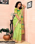 Vasthrlay Womens Printed Unstitched Dark Green Saree