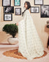Vasthrlay Printed Striped Unstitched Peach Saree