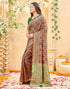 Vasthrlay Womens Weaving Maroon Saree With Green Unstitched Blouse Piece