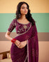 Vasthrlay Georgette Embroidery Unstitched Dark Green Saree