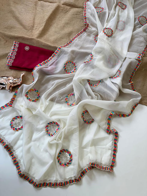 Vasthrlay Georgette Embroidery Unstitch