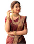 Vasthrlay Banarasi Jacquard Unstitched Dark Green Saree