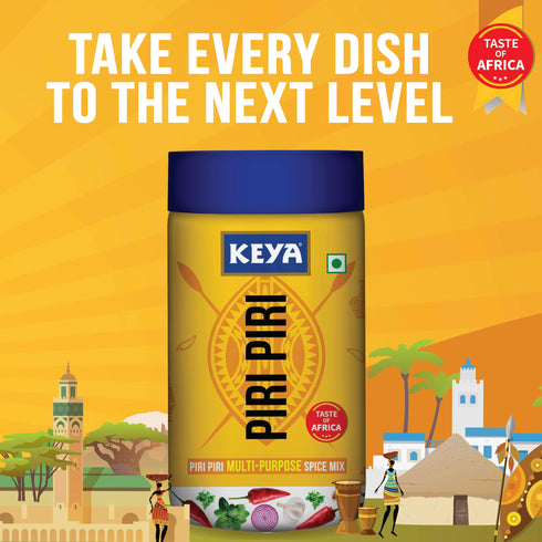 Keya Piri Piri Peri Peri Exotic Spice Mix Multi purpose Seasoning Zero Artifical Colours No Added MSG Instant Seasoning Mix Marinade Mix Dip Mix Sprinkler Perfect for Fries Sweet Corn Makhana Papad Khichdi