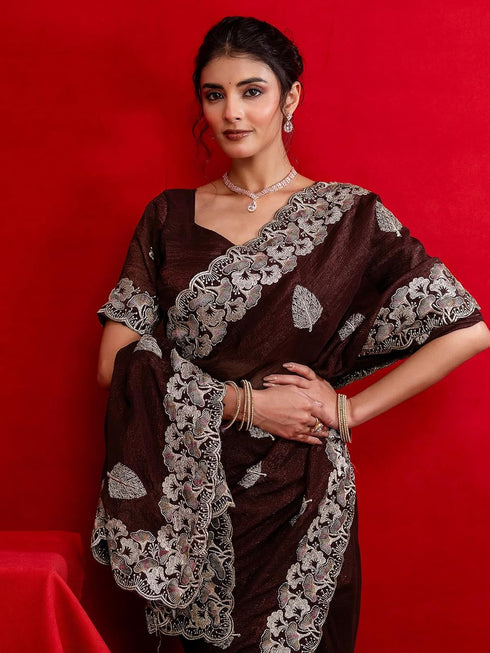 Vasthrlay Banarasi Weaving Green Saree