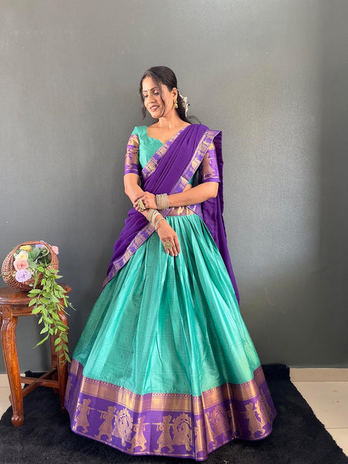 Vasthrlay Traditional Banarasi Contrasting Lemonrama