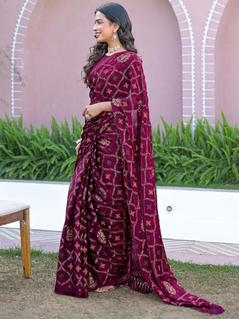 Vasthrlay Chiffon Printed Unstitched Teal Saree
