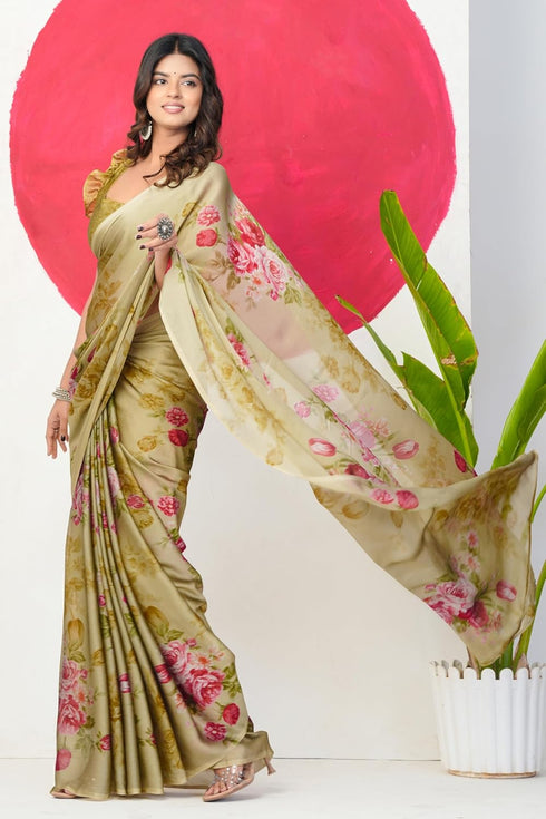 Vasthrlay Fashion Chiffon Printed Dusty Ethnic Wear